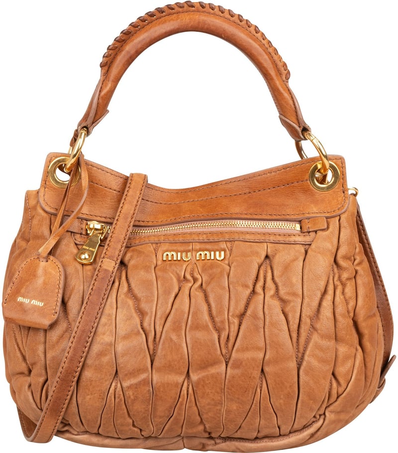 Miu Miu Brown Matelasse Leather Coffer City Handbag
