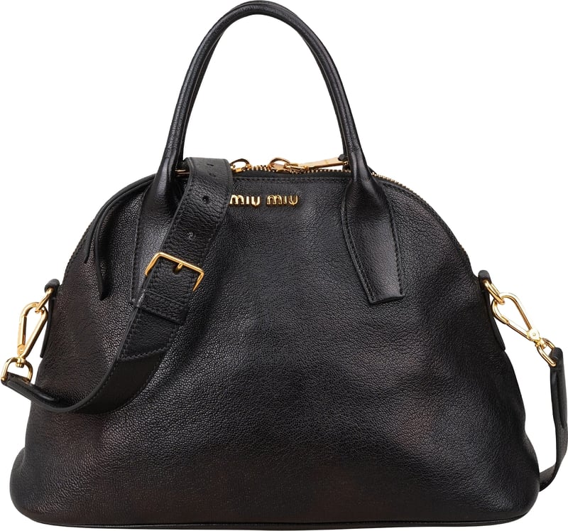 Miu Miu Grained Leather Dome Handbag