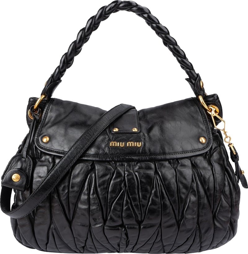 Miu Miu Quilted Gathered Leather Handbag