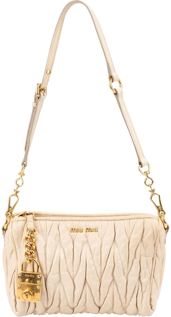 Miu Miu Matelassé Leather Padlock Shoulder Bag