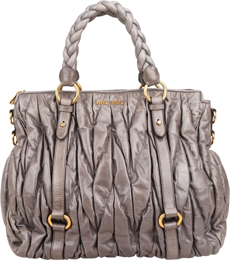 Miu Miu Matelassé Vitello Lux Leather Coffer Hobo Handbag
