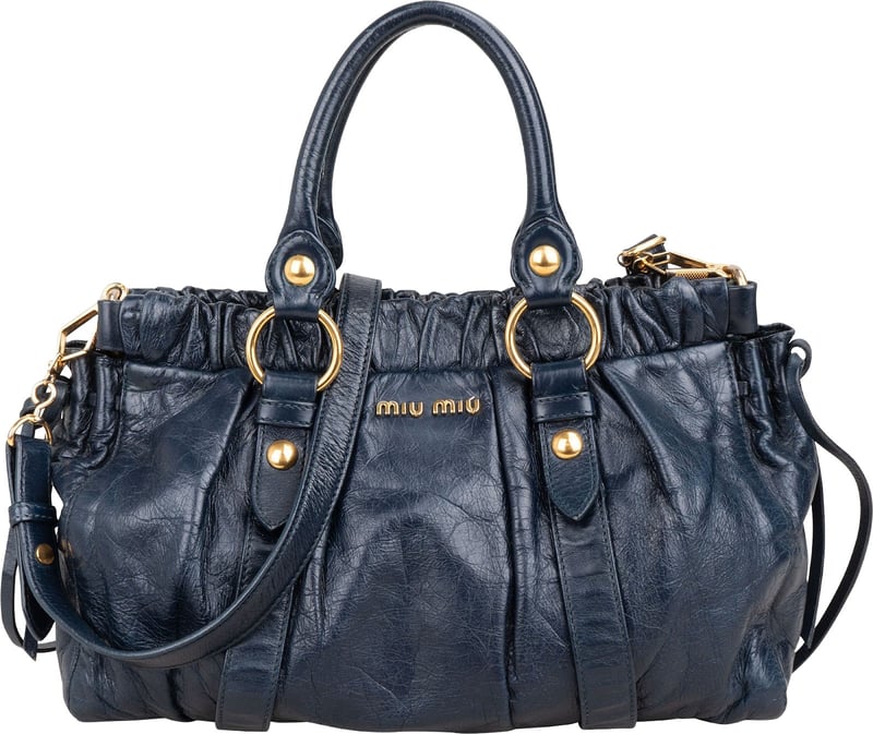 Miu Miu Vitello Lux Leather Drawstring Satchel Handbag