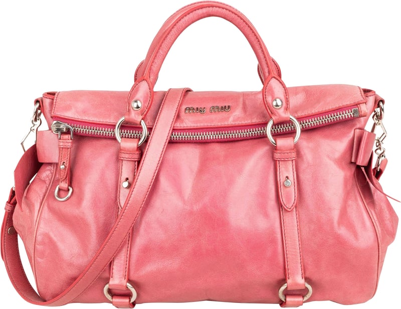 Miu Miu Pink Vitello Lux Leather Bow Satchel Handbag