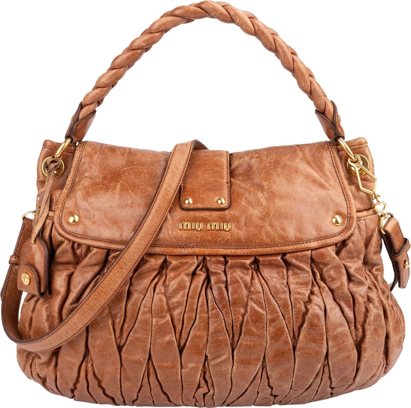 Miu Miu Vitello Lux Leather Coffer Handbag