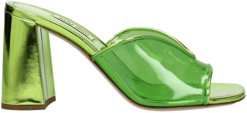 Miu Miu Green Plexiglass Platform Sandals