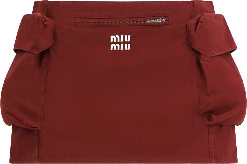 Miu Miu Bordeaux Cotton Mini Skirt