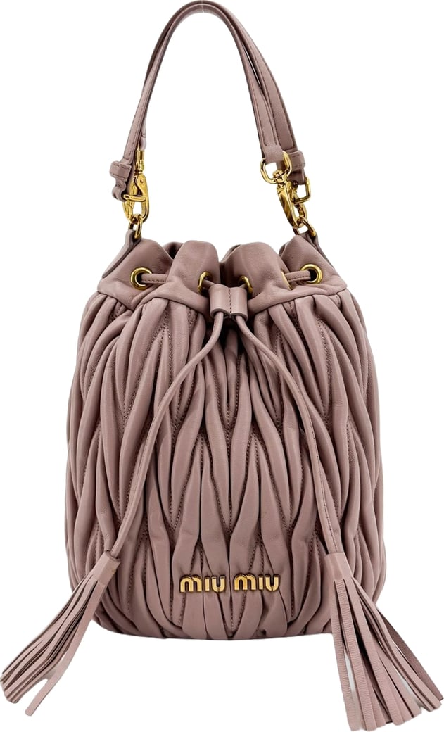 Miu Miu Drawstring Bucket Matelasse Leather Small