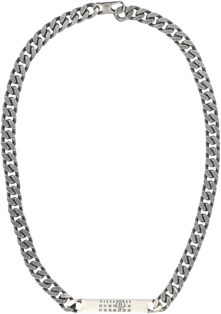 Minimal Logo Id Tag Necklace Argento
