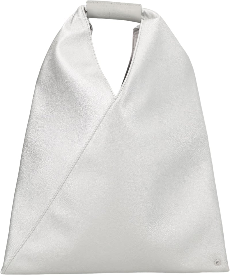 Silver Triangular Polyurethane Metallic Texture Tote Bag