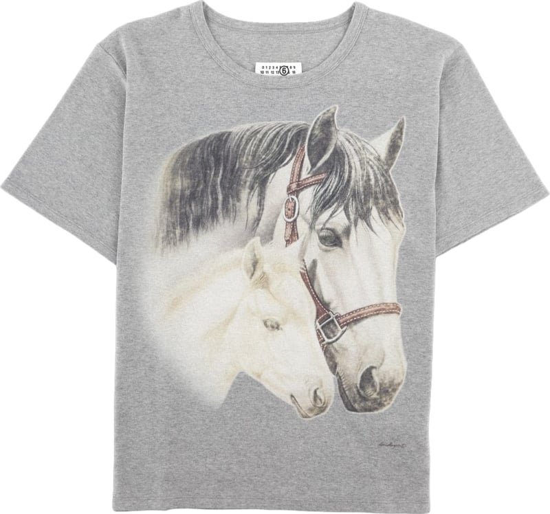 T-Shirt con Stampa Ritratto Cavallo