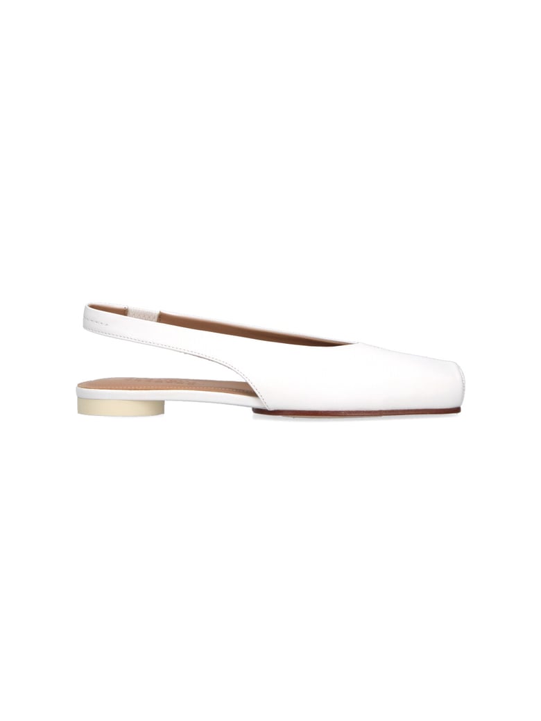 Slingback Ballerina Flats In Smooth White Goat Leather
