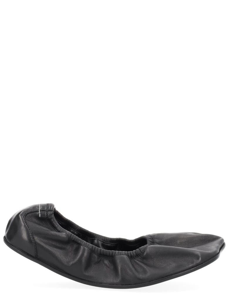 Pointed Toe Gathered Leather Flats