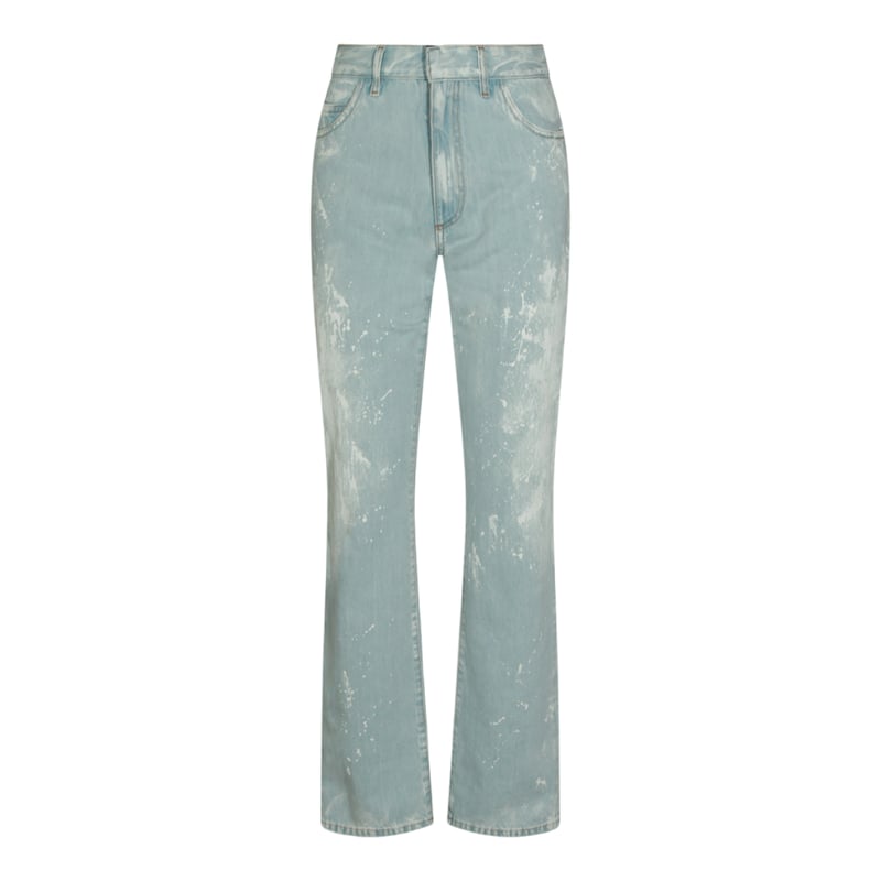 Light Blue Straight-Leg Jeans With Paint Splatter Accents