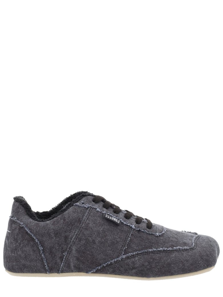 Black Anatomical Cotton Canvas Sneakers