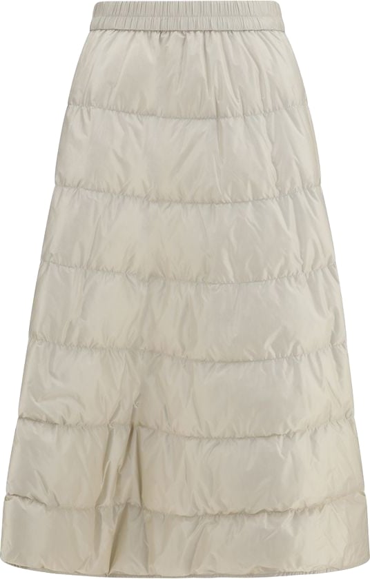 Quilted Puffer Elastic Waist A-Line Midi Skirt