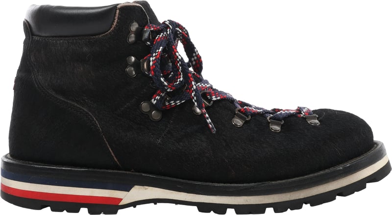 Moncler Leather & Cowhide Ankle Boots in Black, Size EU 44