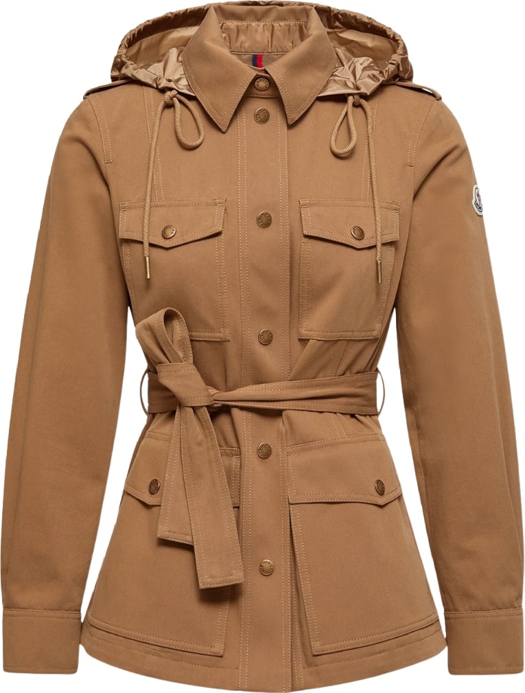 Moncler Centaurea Women's Hooded Gabardine Field Jacket Brown