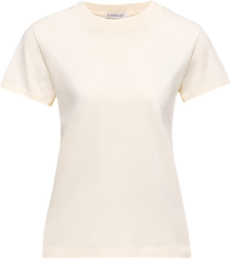 Moncler Women's Embroidered Logo Cotton T-Shirt White