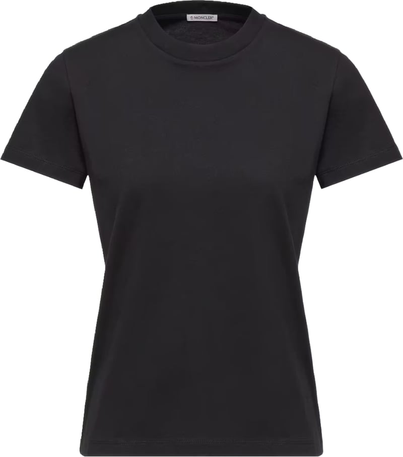 Moncler Women's Embroidered Logo Cotton T-Shirt Black