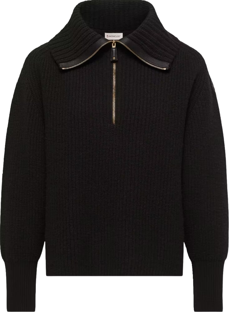 Moncler Wool & Cashmere Zip-Up Jumper Black