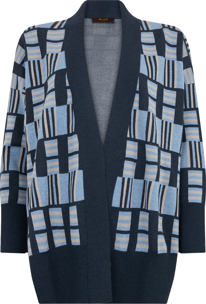 Cardigan with geometric belt