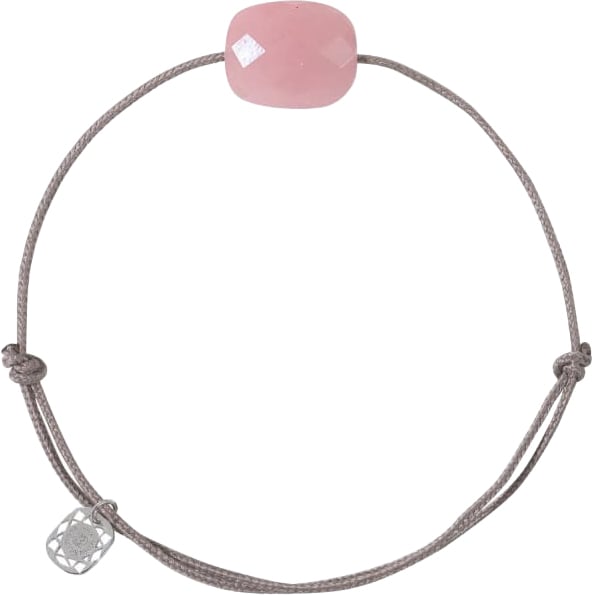 Morganne Bello Armband 1015X47A145 Guava Quartz Cushion met Taupe Koord
