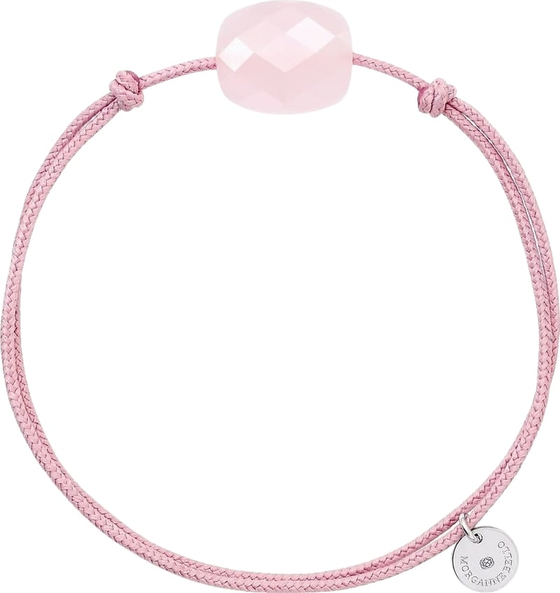 Morganne Bello Armband 1015x64A122 Powdery Pink Quartz Cushion with Pink Cord