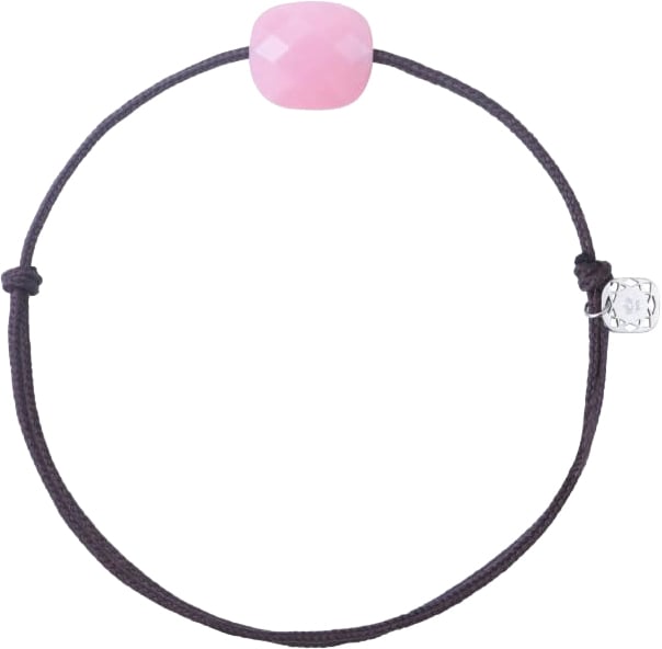 Morganne Bello Armband 1015X67A116 Pink Opale Cushion met Coffee Koord
