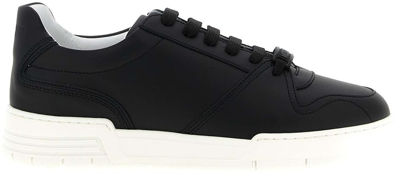 Moschino Black Leather Low Top Sneakers