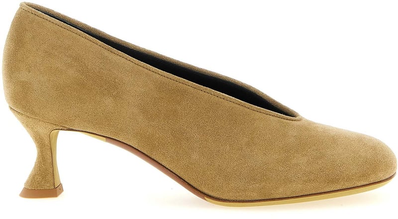 Moschino Beige Calfskin Mid Heel Pumps