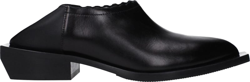 Moschino Black Leather Mules