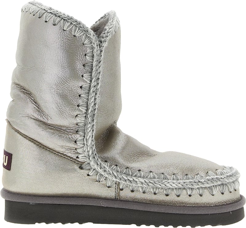 Mou Silver Lambskin Ankle Boots