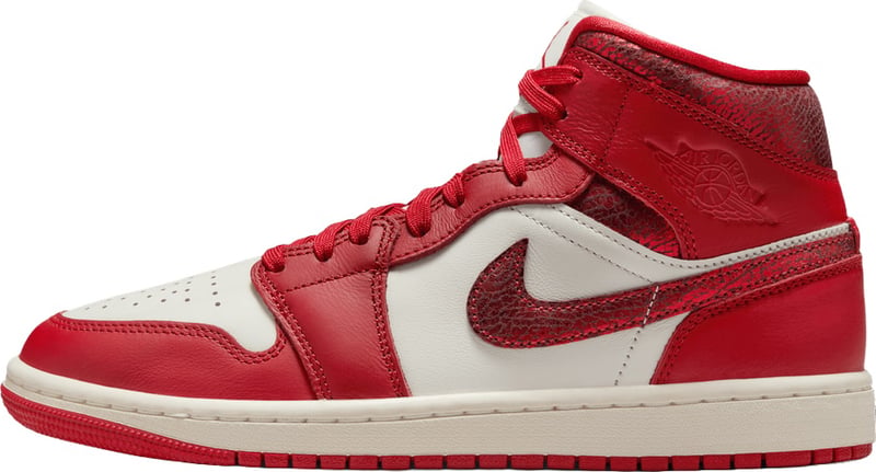 Air Jordan 1 Mid SE 'Red Cracked Leather' (Women's)