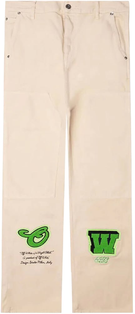 Off-White Straight Leg Varsity Hammer Flare Denim Jeans 'White/Green'