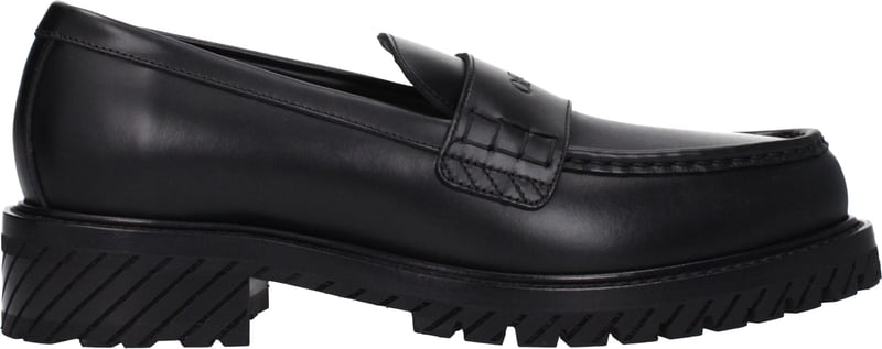 Off-White Black Leather Slip-On Loafers
