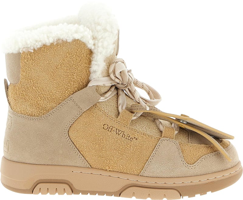 Off-White Beige Calfskin Ankle Boots