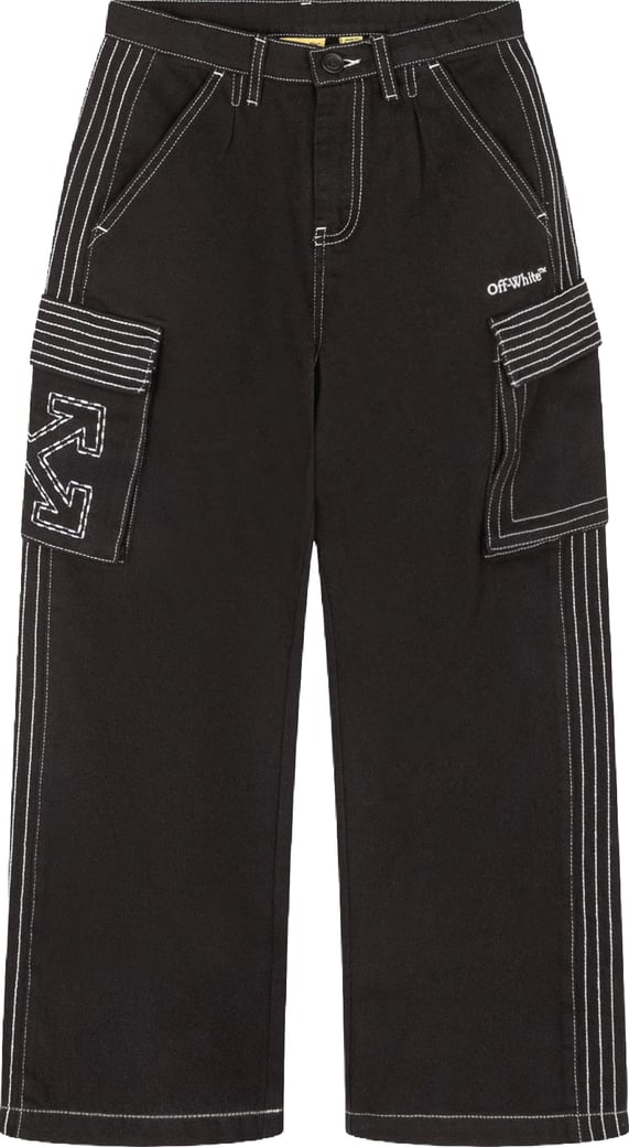 Pantaloni Cargo con Cuciture a Contrasto