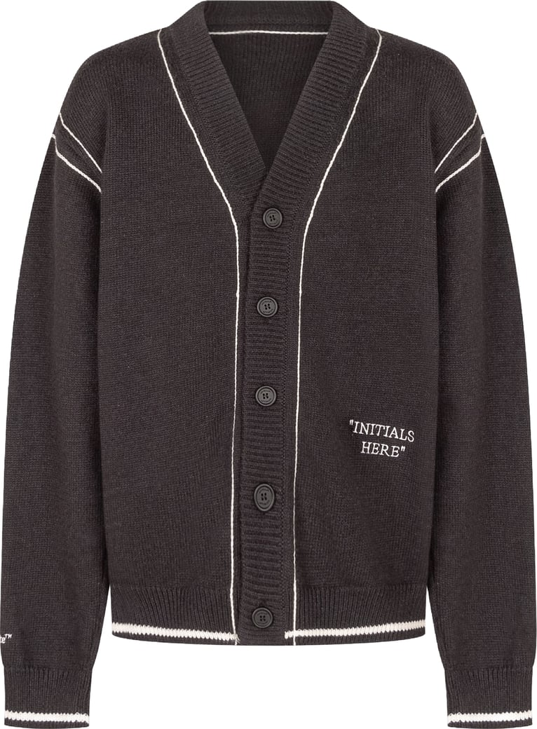 Cardigan in Maglia con Profili a Contrasto