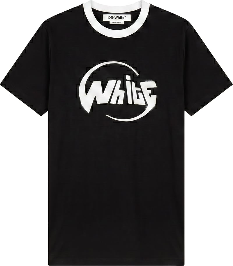 Black cotton T-shirt with stylized detail