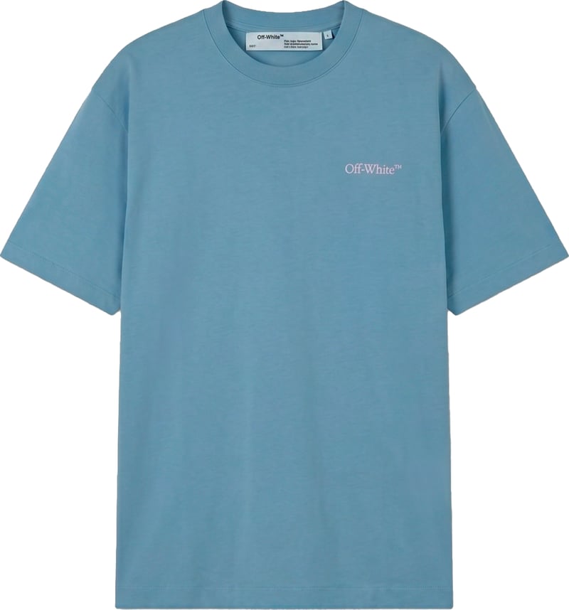 Blue casual cotton T-shirt with logo
