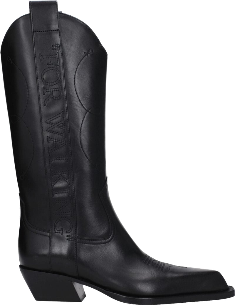 Off-White Black Leather High Heel Boots