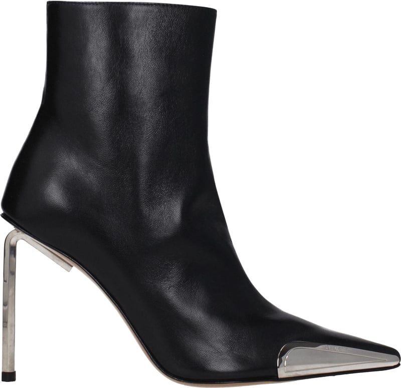 Off-White Black Leather Ankle Boots