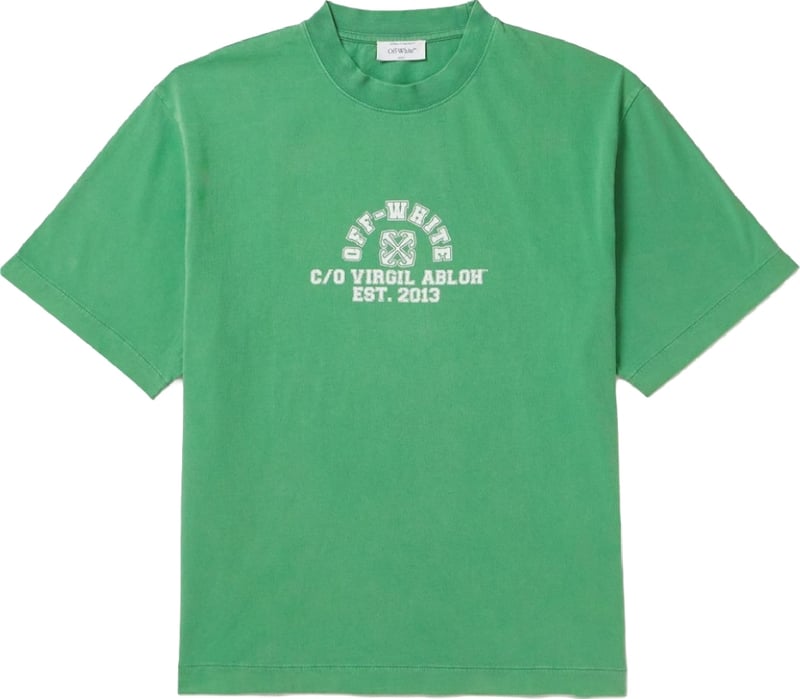 Off-White Logo-Print Men's T-Shirt Green White