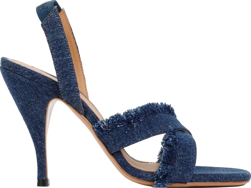 Off White Curvy Heel Denim Sandal