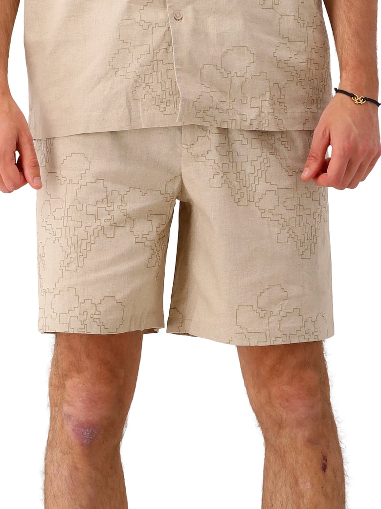 Olaf Korte Broek Beige Embroidered Flower