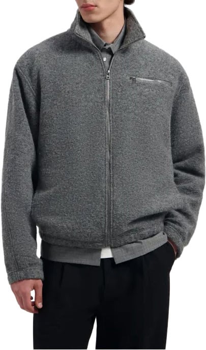 wool fleece zip jacket grey