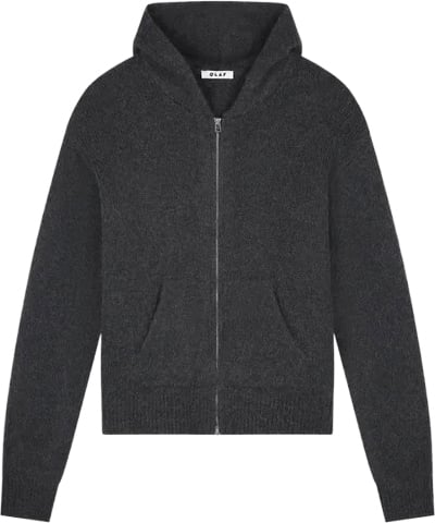 zip knitted hoodie charcoal