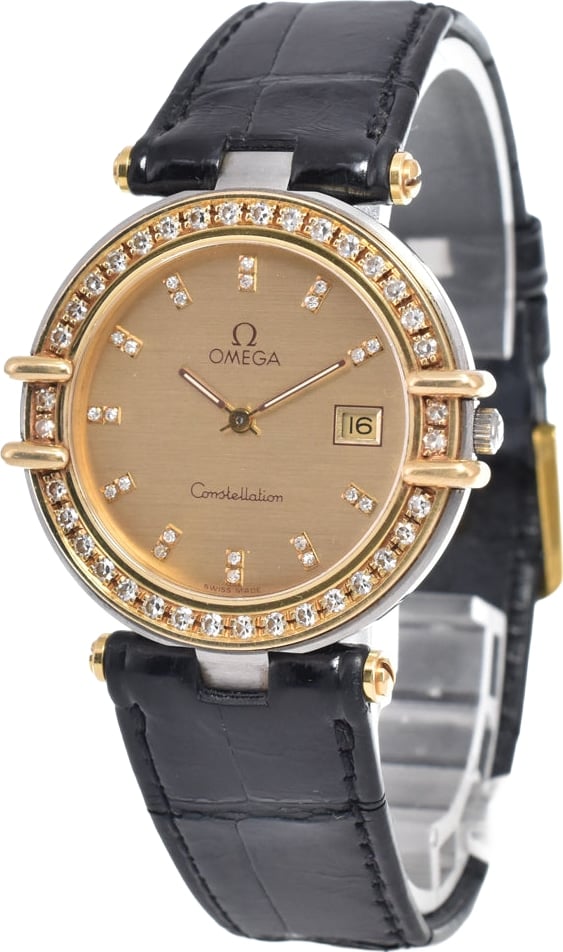 Omega Constellation Quartz Stainless Steel and Yellow Gold with Diamond Bezel and Markers and Mother of Pearl 25