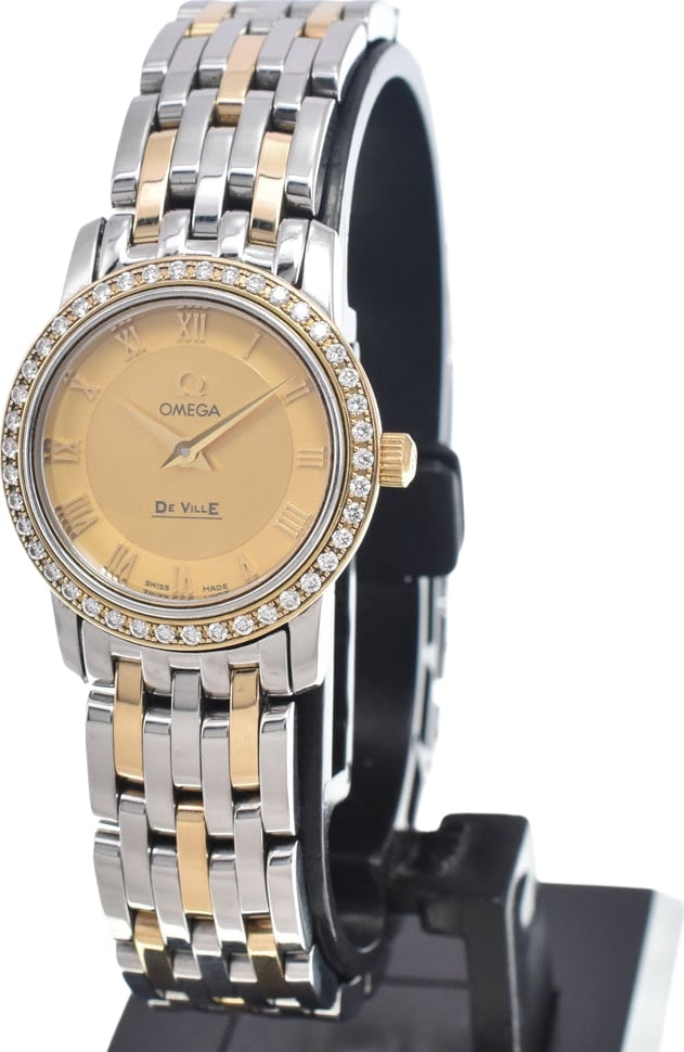 Omega De Ville Prestige Quartz Stainless Steel and Yellow Gold with Diamond Bezel and Markers 22