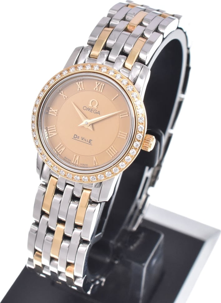 Omega De Ville Prestige Quartz Stainless Steel and Yellow Gold with Diamond Bezel and Markers 22